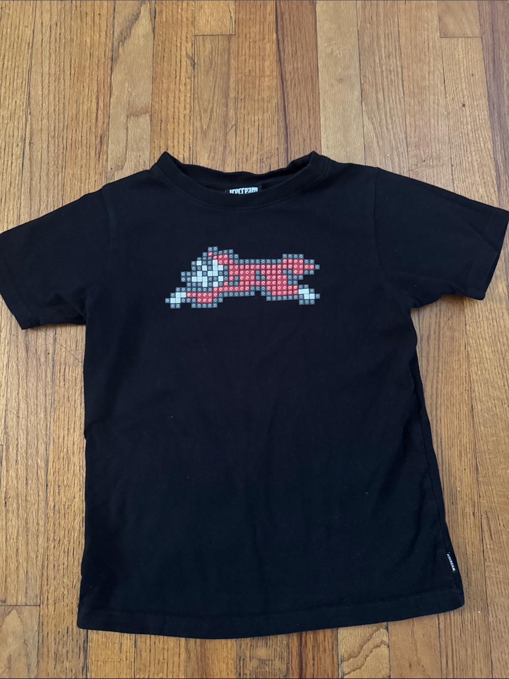 Boys' Black Short-Sleeve Tee with Pixel Fox Graphic